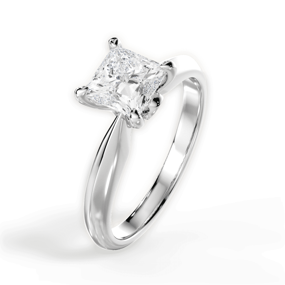 Amanda Princess Cut Lab Grown Diamond 18Kt White Gold Engagement Ring - View 2