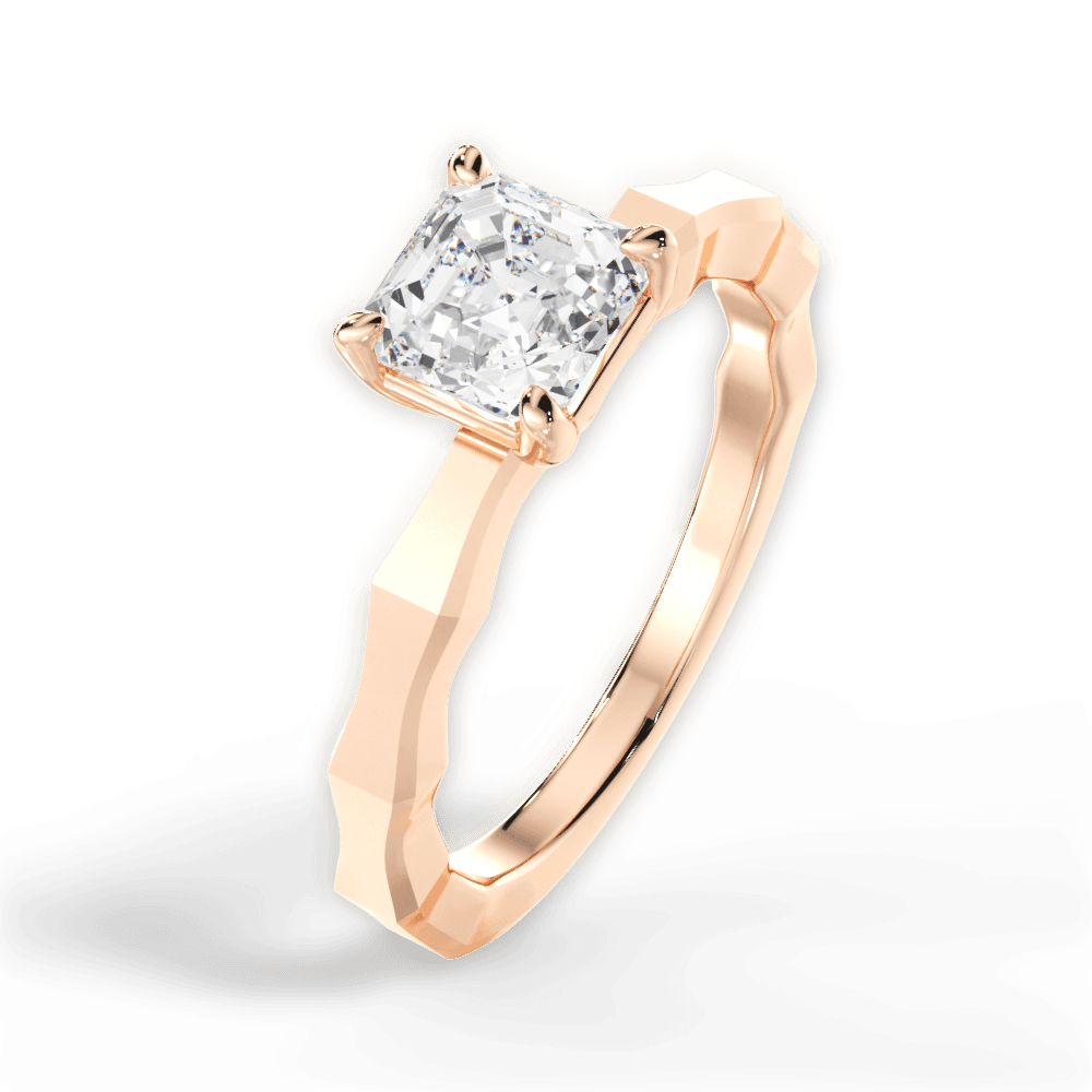 Aaliyah Asscher Cut Lab Grown Diamond 18Kt Rose Gold Engagement Ring - View 3