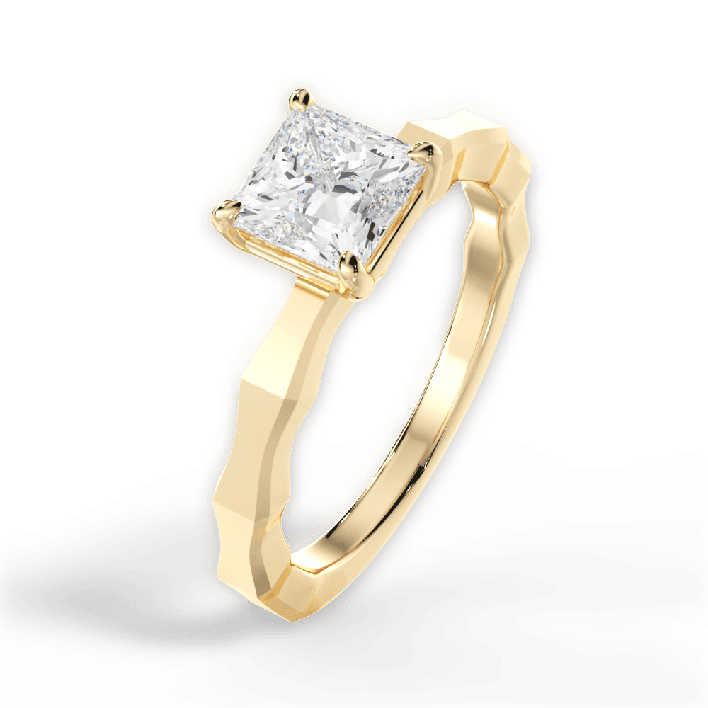 Aaliyah Princess Cut Lab Grown Diamond 18Kt Yellow Gold Engagement Ring - View 3