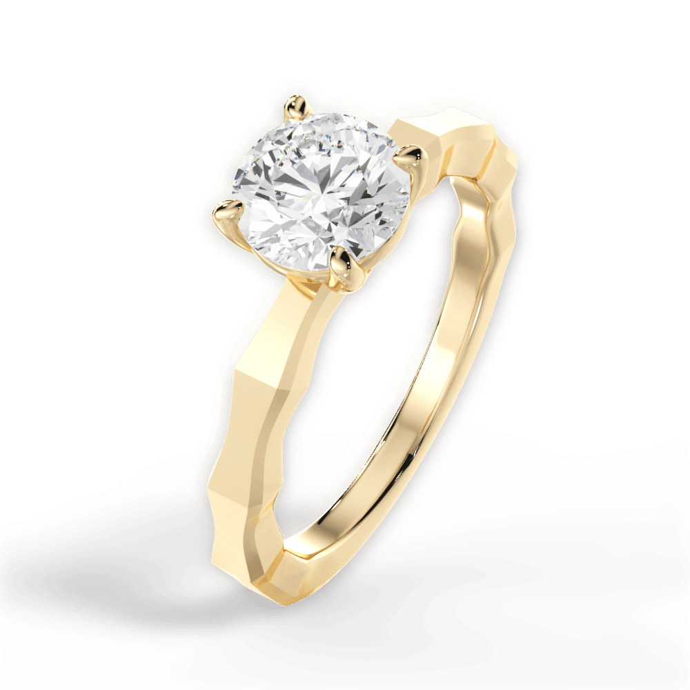 Aaliyah Round Cut Lab Grown Diamond 18Kt Yellow Gold Engagement Ring - View 4