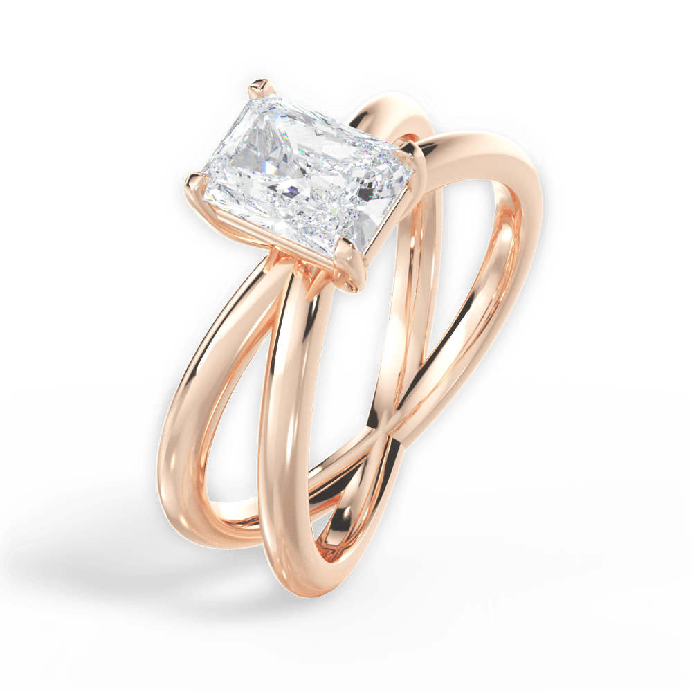 Ada Radiant Cut Lab Grown Diamond 18Kt Rose Gold Engagement Ring - View 3