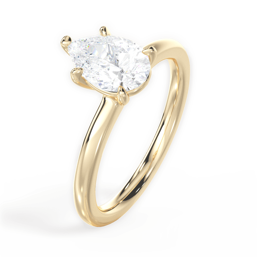 Angela Pear Cut Lab Grown Diamond 18Kt Yellow Gold Engagement Ring - View 3