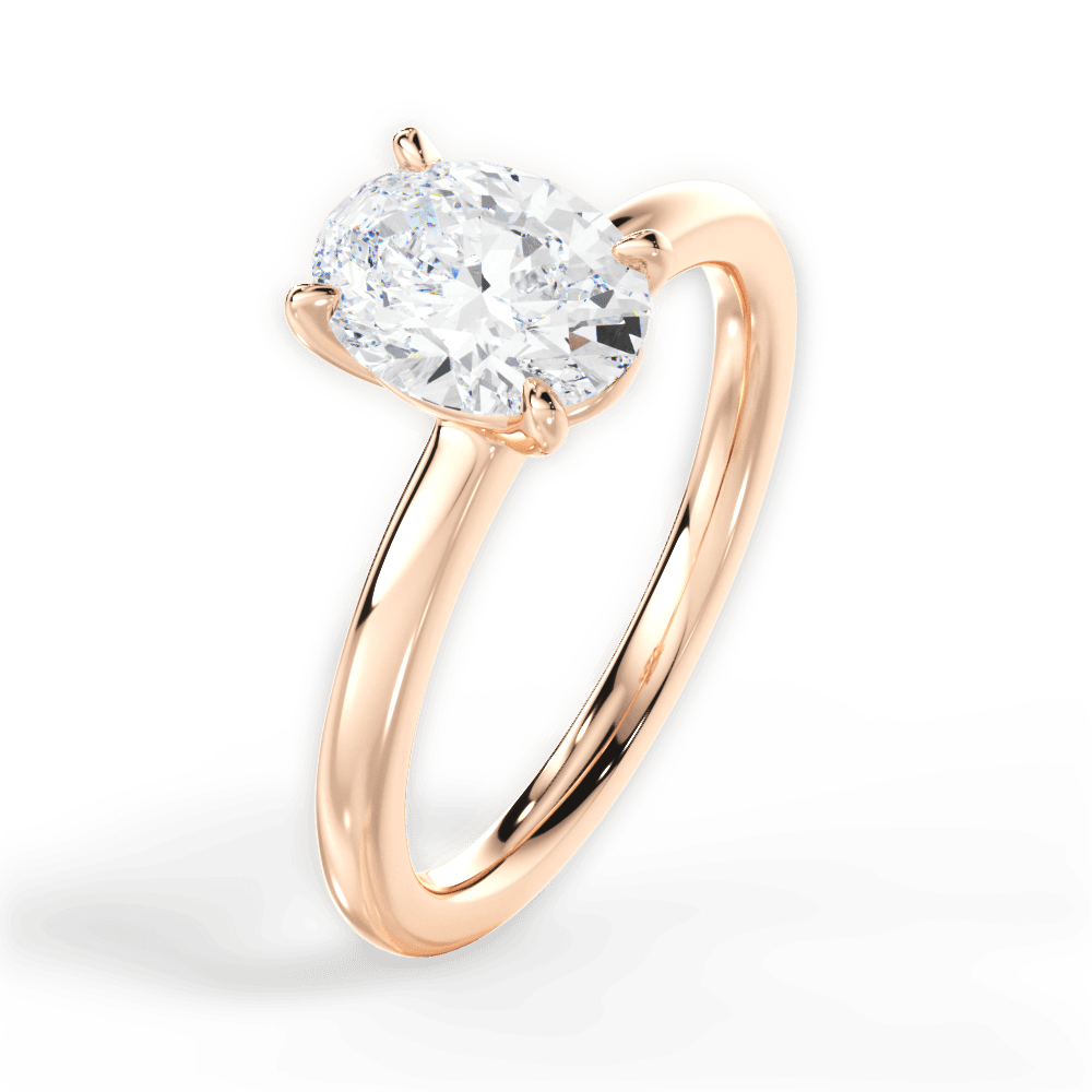 Angela Oval Cut Lab Grown Diamond 18Kt Rose Gold Engagement Ring - View 2
