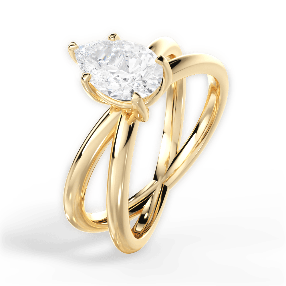 Ada Pear Cut Lab Grown Diamond 18Kt Yellow Gold Engagement Ring - View 3