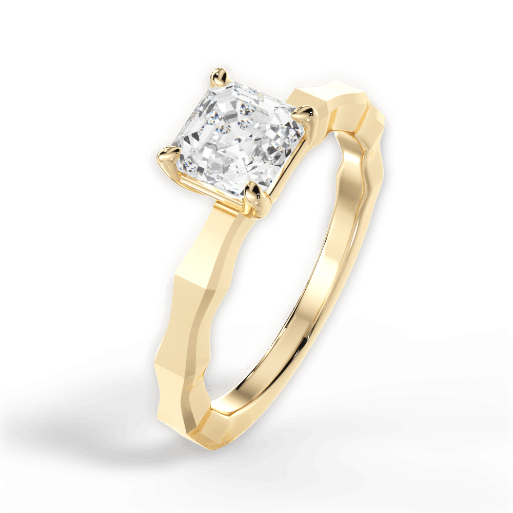 Aaliyah Asscher Cut Lab Grown Diamond 18Kt Yellow Gold Engagement Ring - View 4