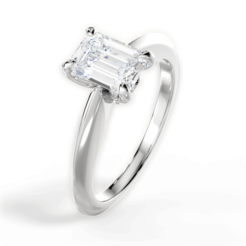 Amanda Emerald Cut Lab Grown Diamond 14Kt White Gold Engagement Ring - View 3