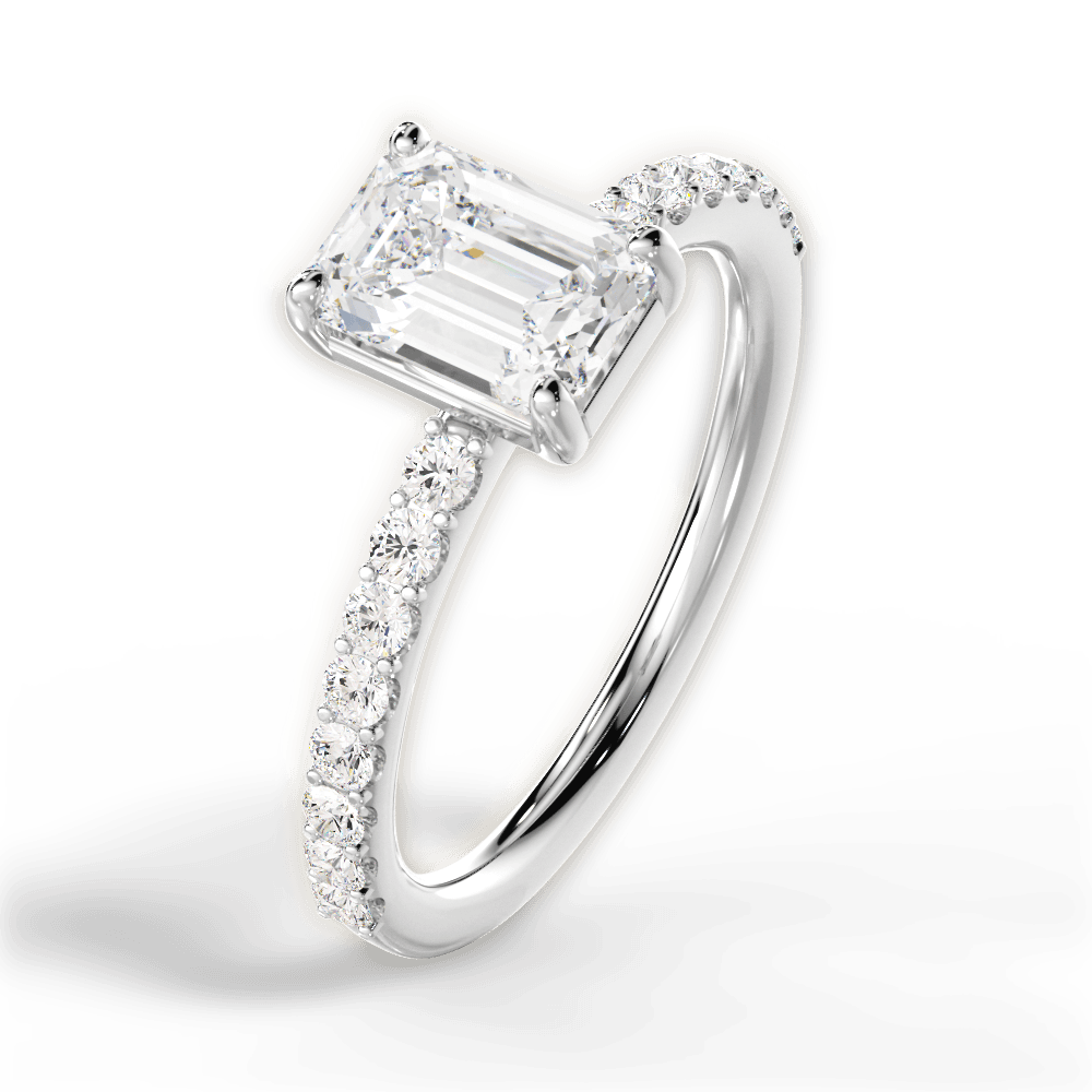 Elsie Emerald Cut Lab Grown Diamond 18Kt White Gold Engagement Ring - View 4