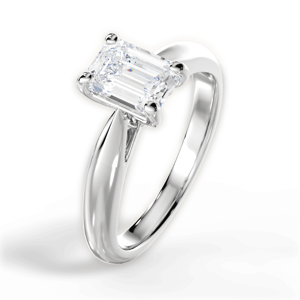 Amy Emerald Cut Lab Grown Diamond 14Kt White Gold Engagement Ring - View 3