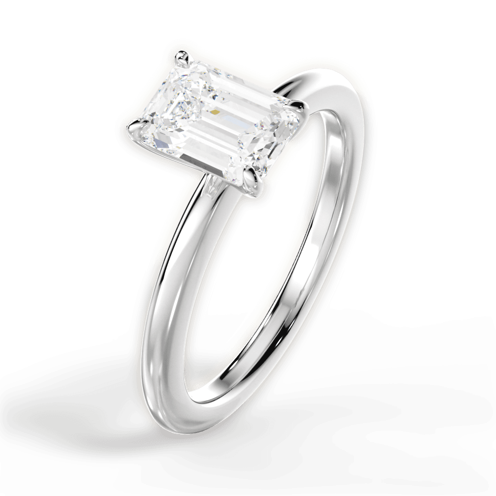 Allison Emerald Cut Lab Grown Diamond 18Kt White Gold Engagement Ring - View 3