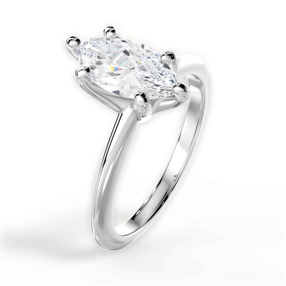 Alicia Marquise Cut Lab Grown Diamond 14Kt White Gold Engagement Ring - View 4