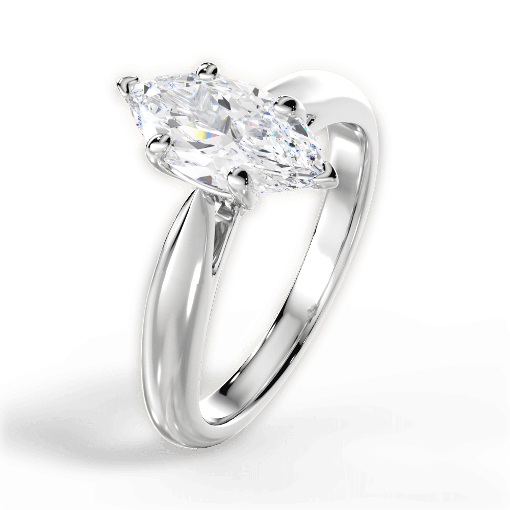 Amy Marquise Cut Lab Grown Diamond 18Kt White Gold Engagement Ring - View 3