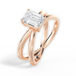 Ada Emerald Cut Lab Grown Diamond 18Kt Rose Gold Engagement Ring - View 3