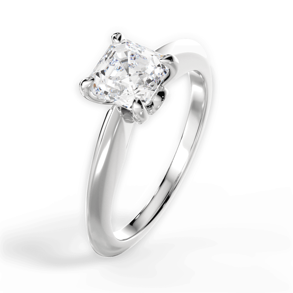 Amanda Asscher Cut Lab Grown Diamond 18Kt White Gold Engagement Ring - View 4