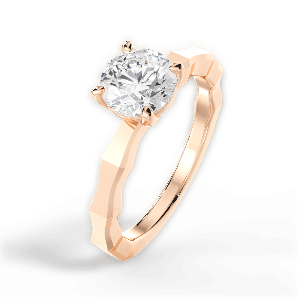 Aaliyah Round Cut Lab Grown Diamond 18Kt Rose Gold Engagement Ring - View 2