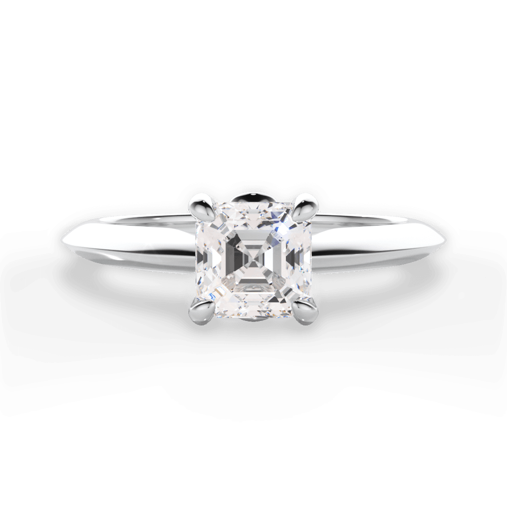 Amanda Asscher Cut Lab Grown Diamond 14Kt White Gold Engagement Ring