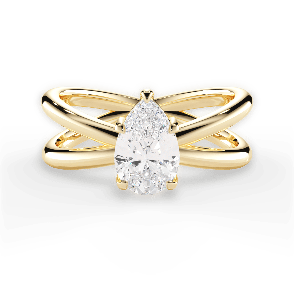 Ada Pear Cut Lab Grown Diamond 18Kt Yellow Gold Engagement Ring