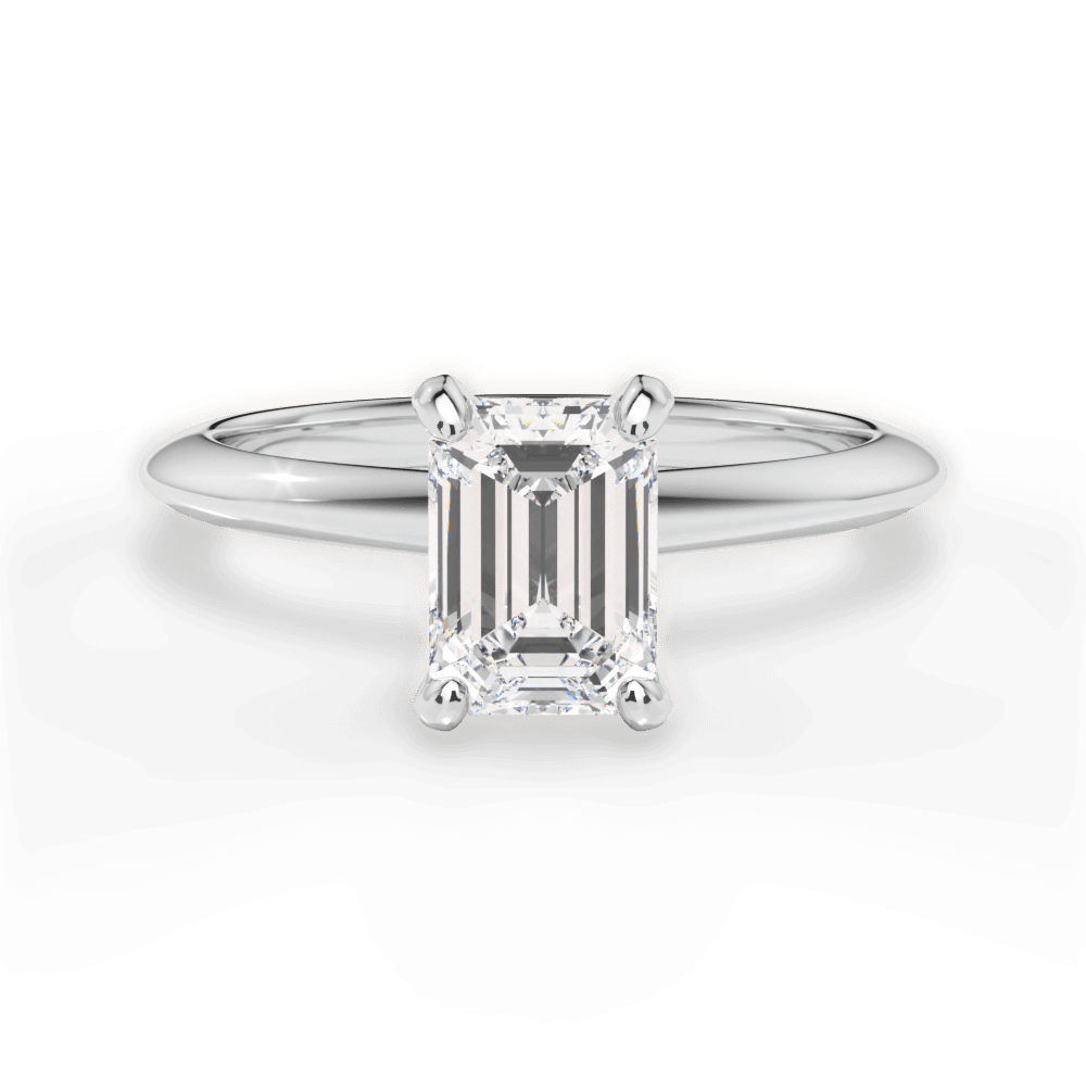 Alicia Emerald Cut Lab Grown Diamond 14Kt White Gold Engagement Ring