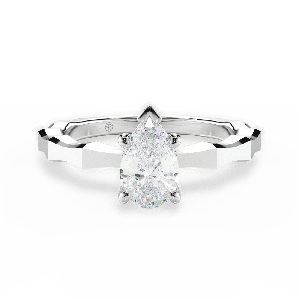 Aaliyah Pear Cut Lab Grown Diamond 14Kt White Gold Engagement Ring