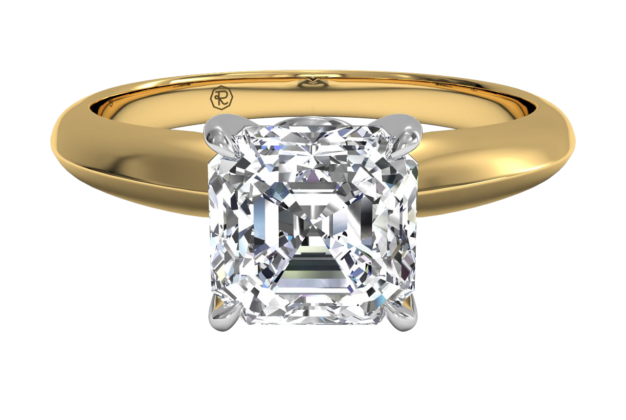Amanda Asscher Cut Lab Grown Diamond 18Kt Yellow Gold Engagement Ring