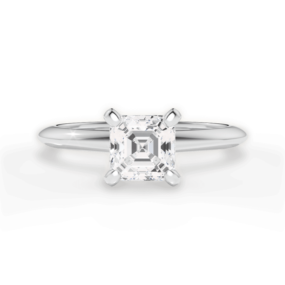 Alicia Asscher Cut Lab Grown Diamond 18Kt White Gold Engagement Ring