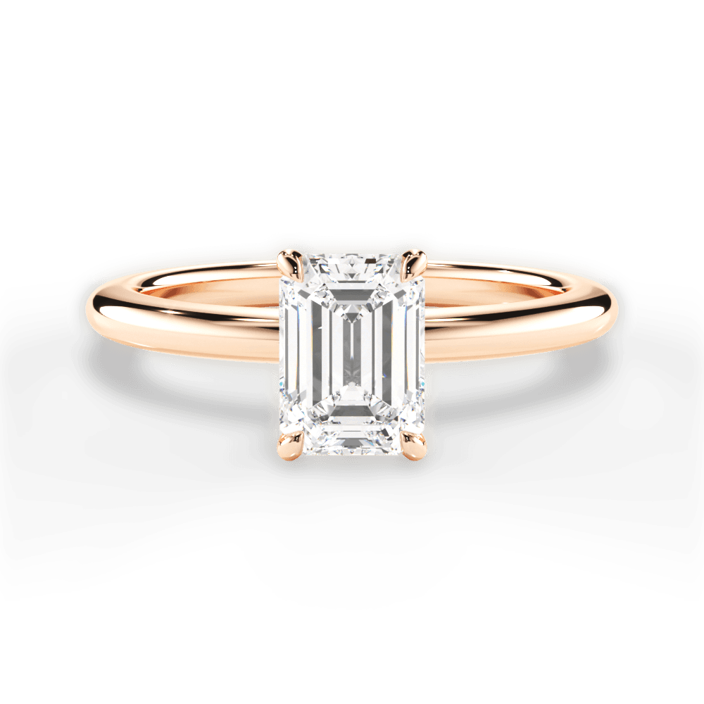 Allison Emerald Cut Lab Grown Diamond 18Kt Rose Gold Engagement Ring