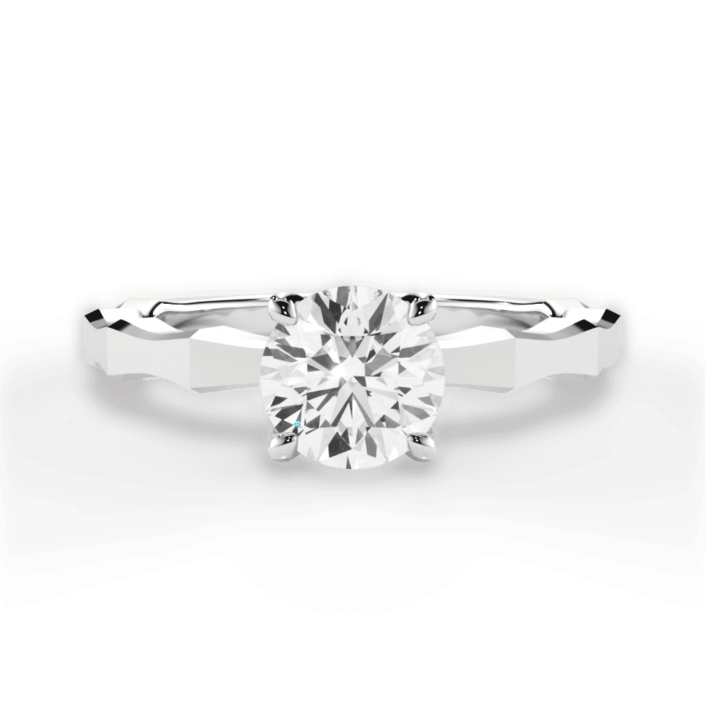Aaliyah Round Cut Lab Grown Diamond 14Kt White Gold Engagement Ring