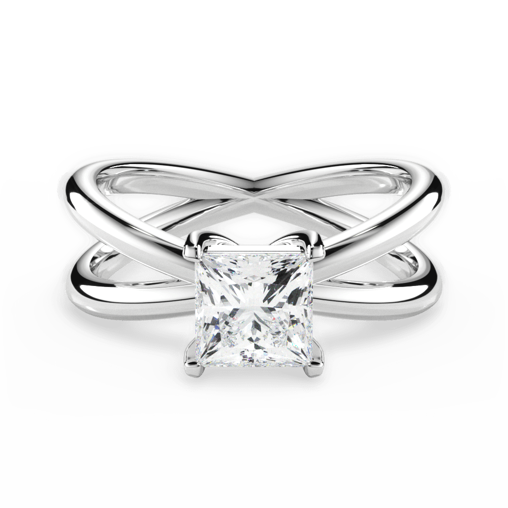 Ada Princess Cut Lab Grown Diamond 14Kt White Gold Engagement Ring