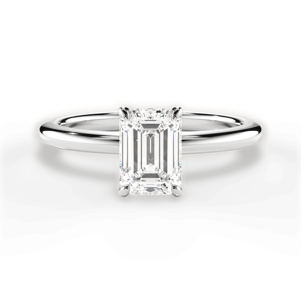 Allison Emerald Cut Lab Grown Diamond 18Kt White Gold Engagement Ring