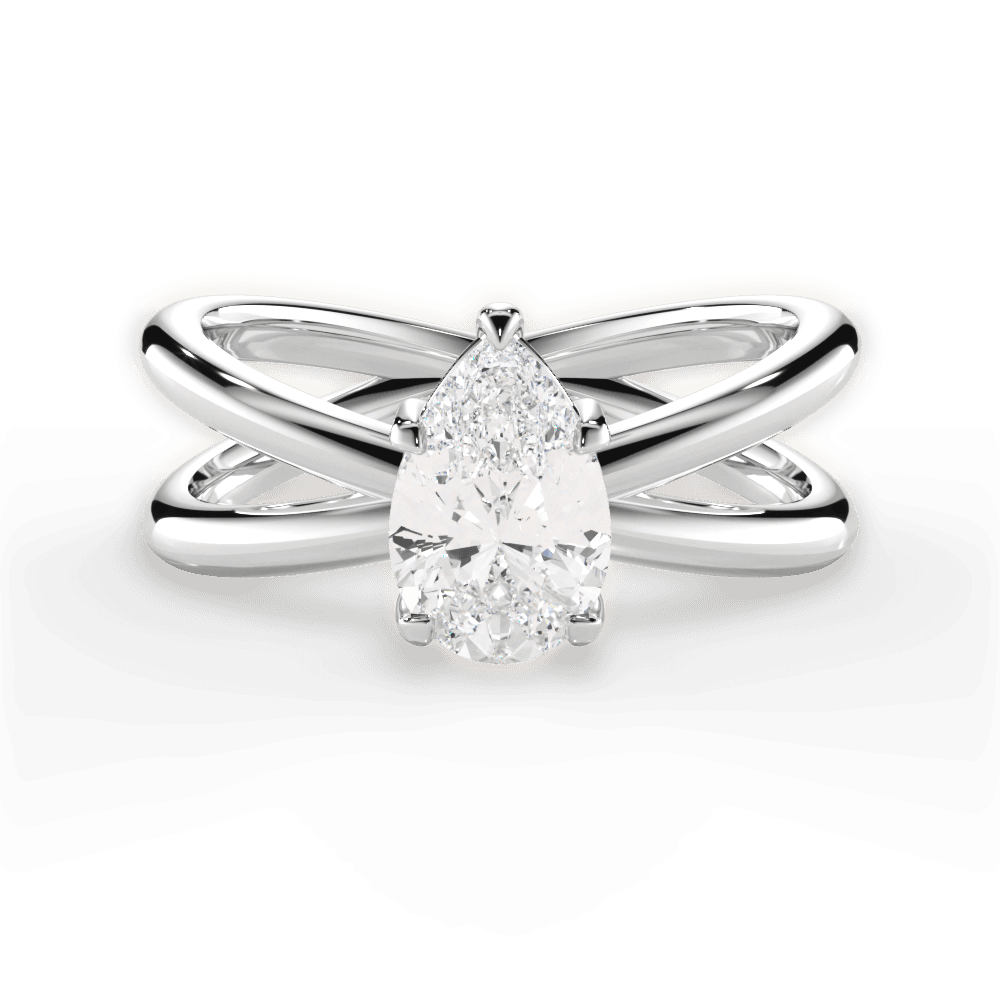 Ada Pear Cut Lab Grown Diamond 18Kt White Gold Engagement Ring