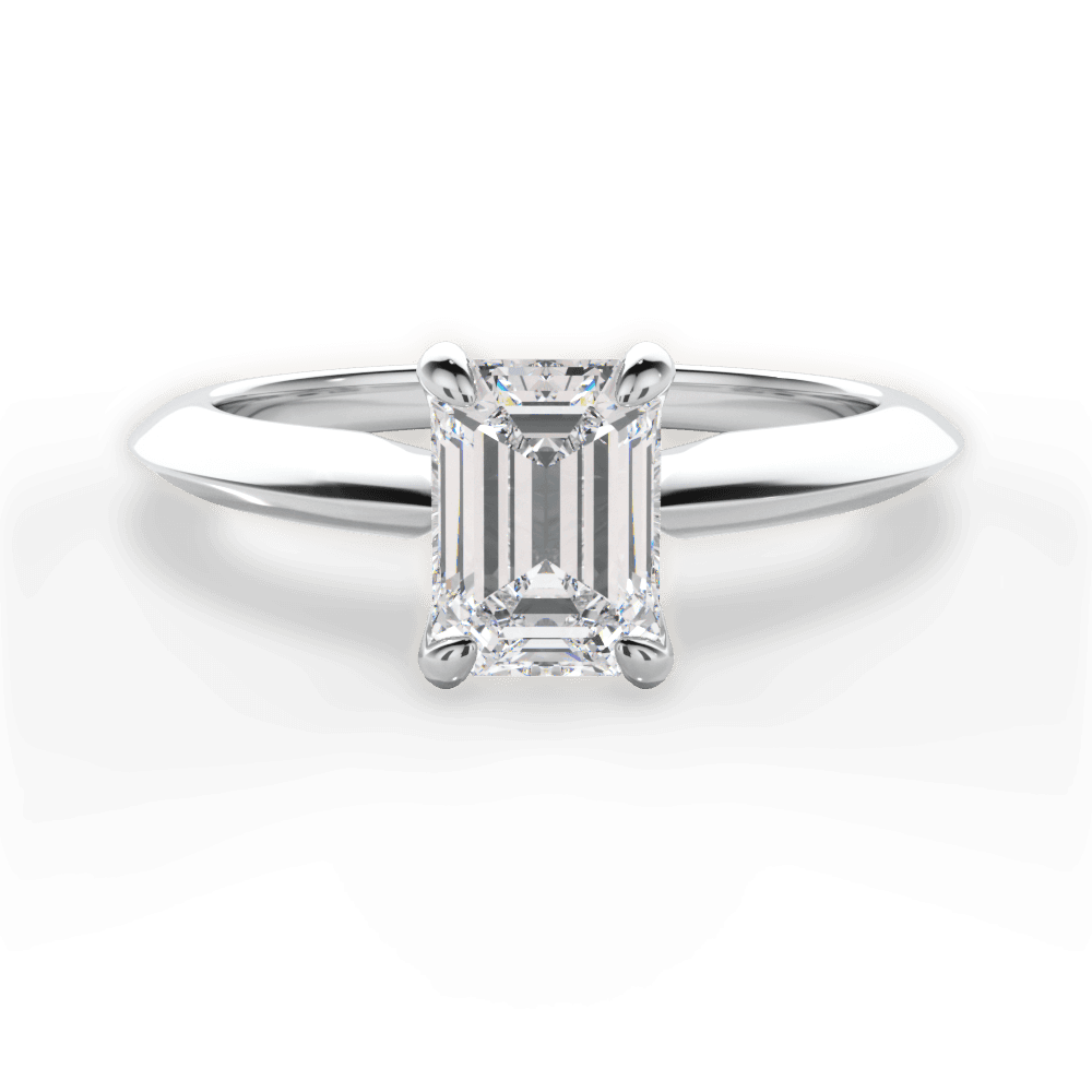 Amanda Emerald Cut Lab Grown Diamond 14Kt White Gold Engagement Ring