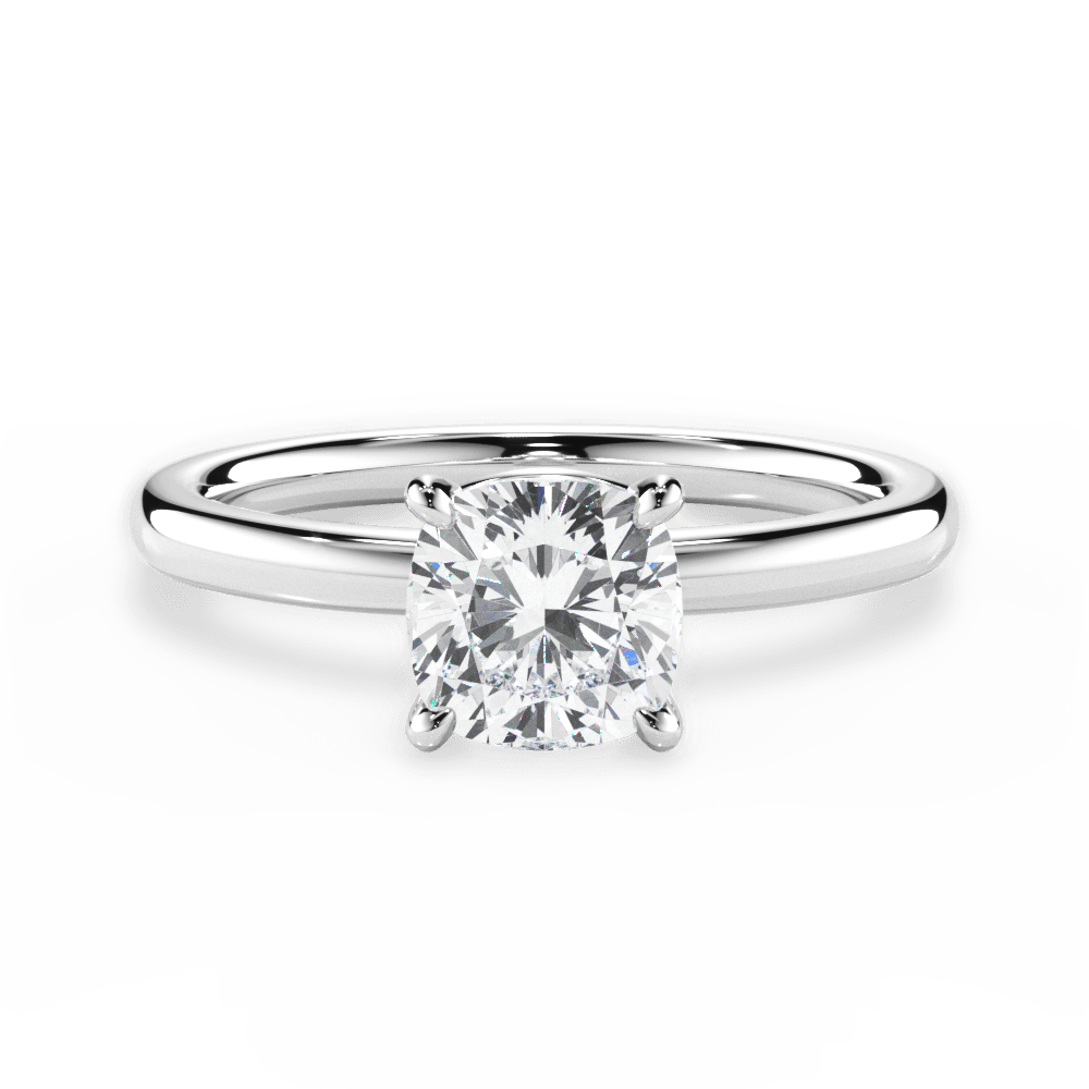 Angela Cushion Cut Lab Grown Diamond 14Kt White Gold Engagement Ring