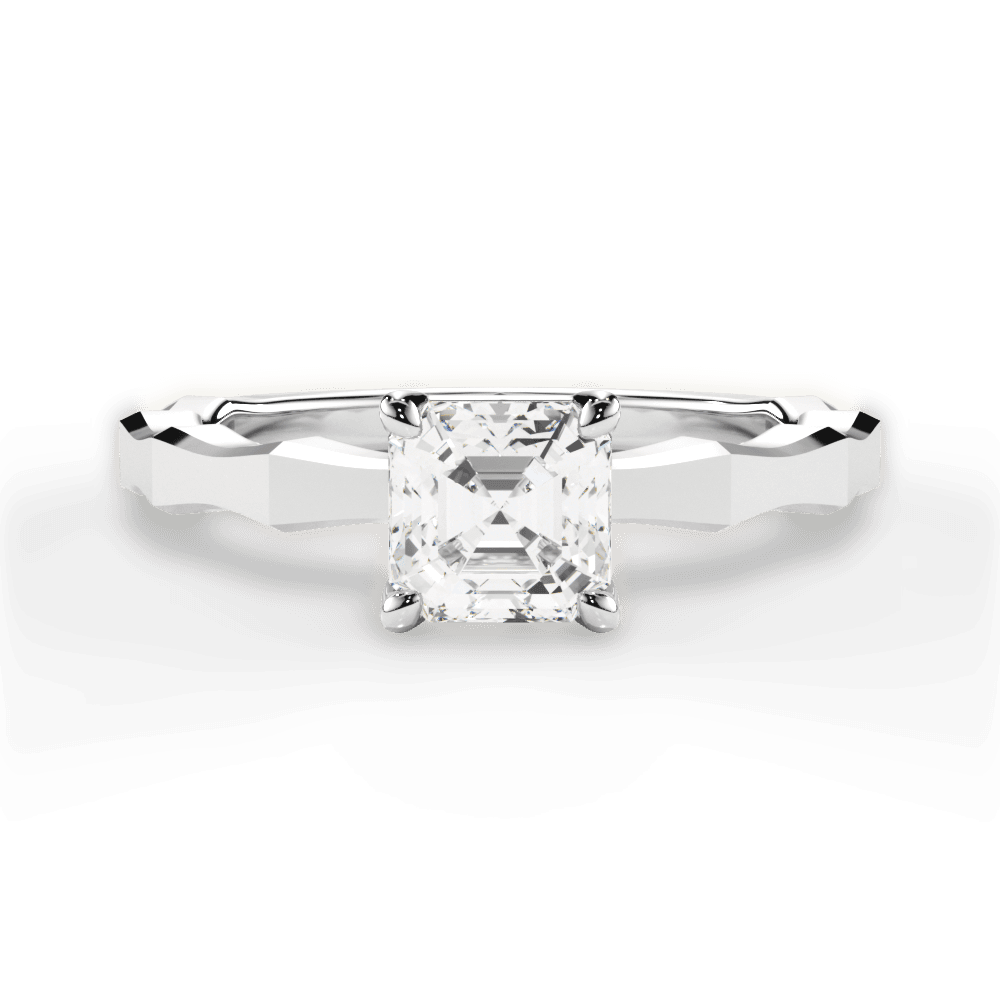 Aaliyah Asscher Cut Lab Grown Diamond 18Kt White Gold Engagement Ring