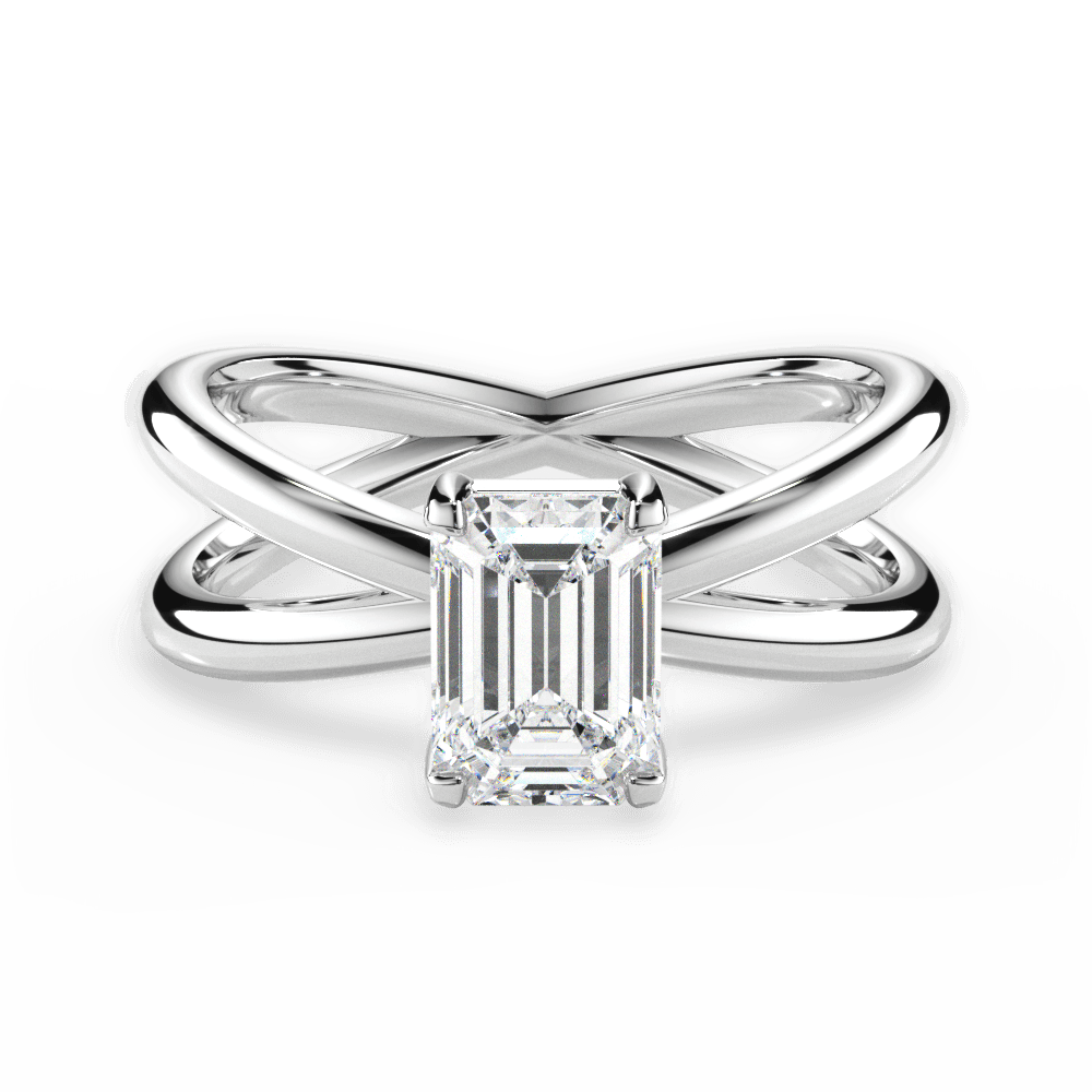 Ada Emerald Cut Lab Grown Diamond 18Kt White Gold Engagement Ring