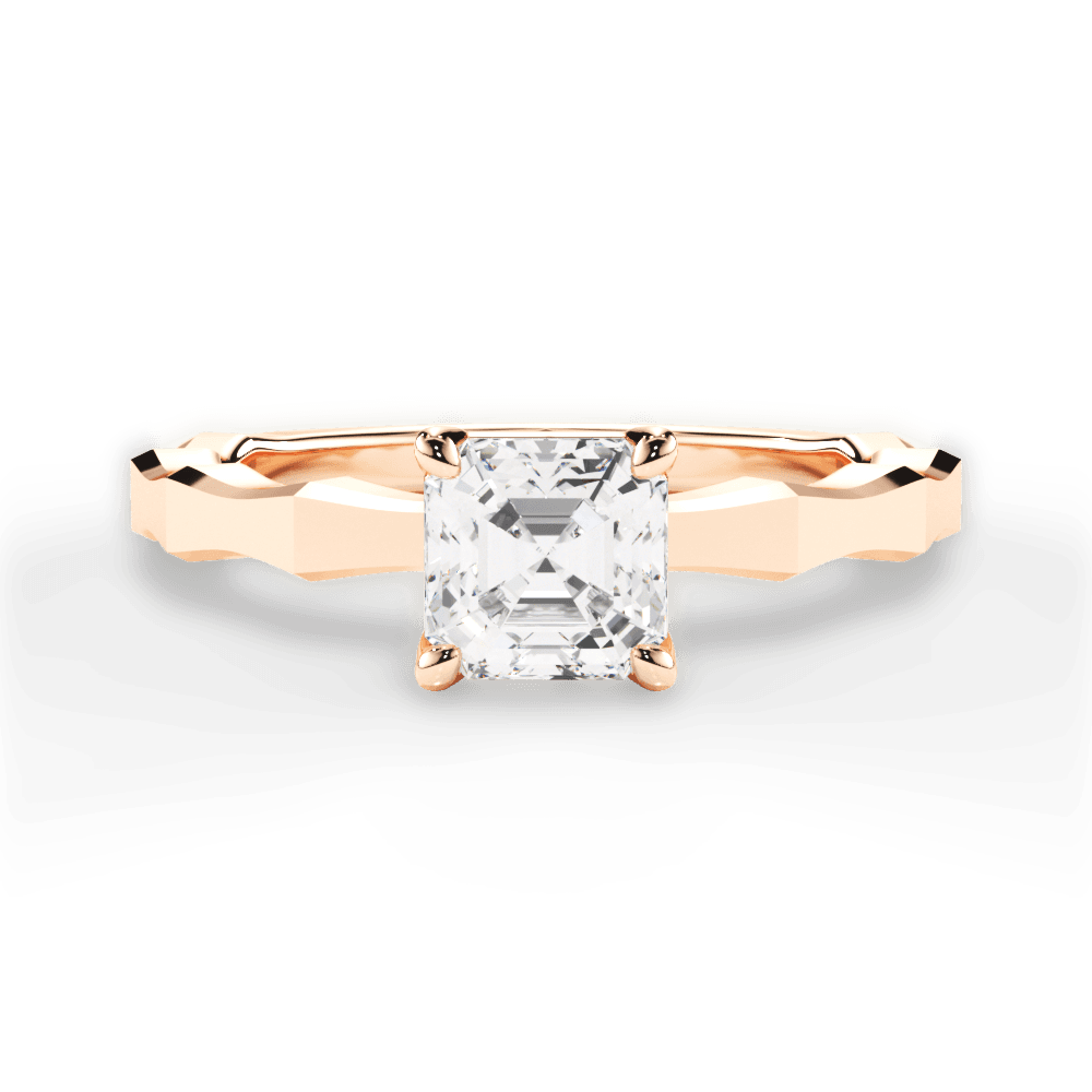 Aaliyah Asscher Cut Lab Grown Diamond 18Kt Rose Gold Engagement Ring