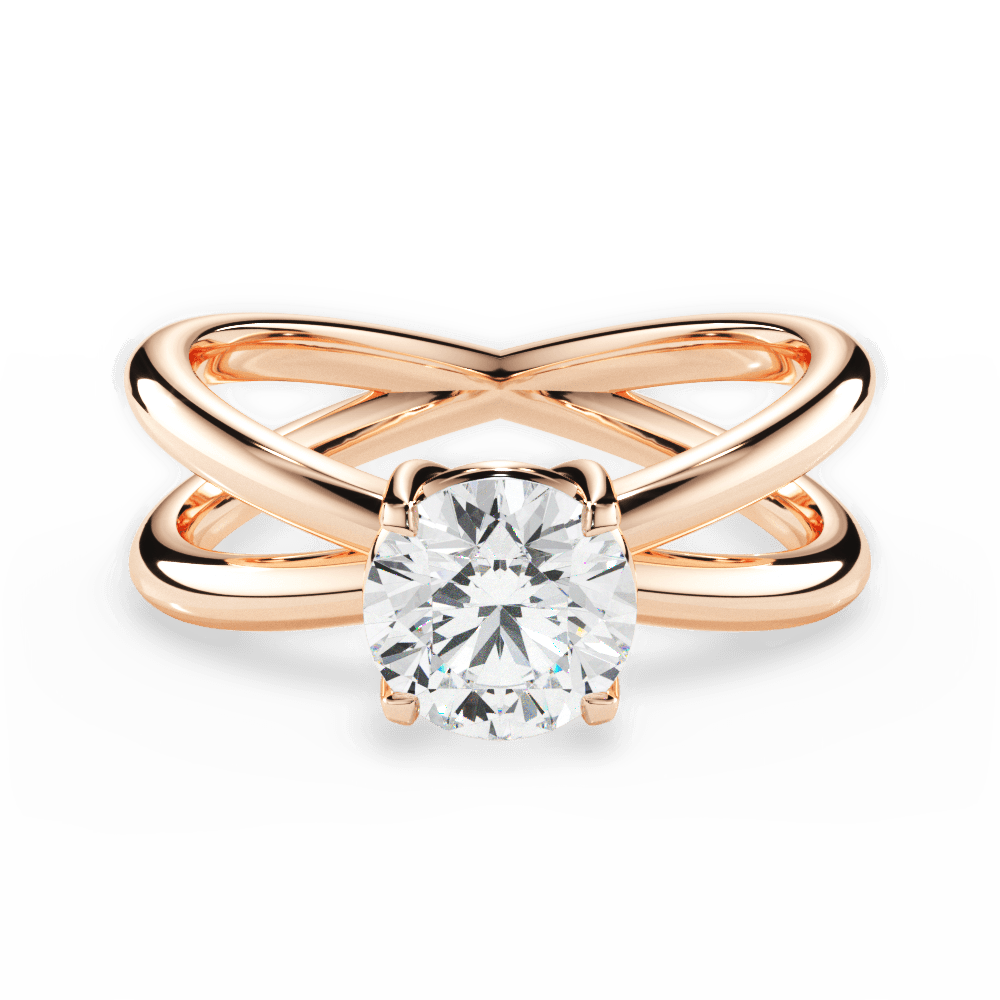 Ada Round Cut Lab Grown Diamond 18Kt Rose Gold Engagement Ring