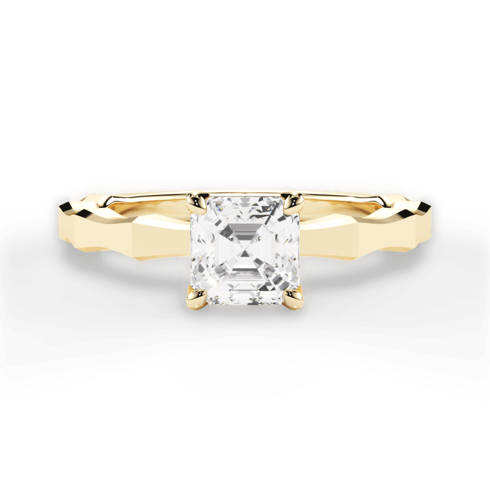 Aaliyah Asscher Cut Lab Grown Diamond 18Kt Yellow Gold Engagement Ring