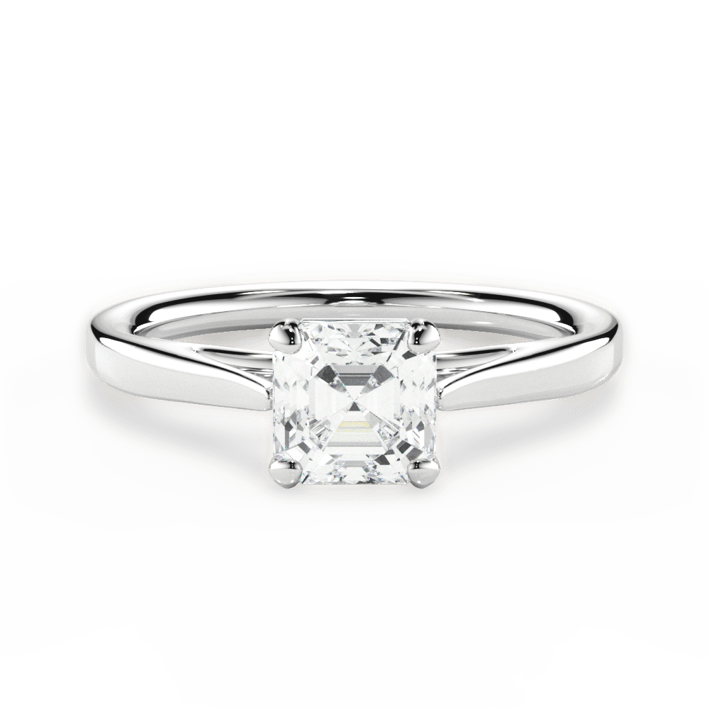 Angie Asscher Cut Lab Grown Diamond 14Kt White Gold Engagement Ring