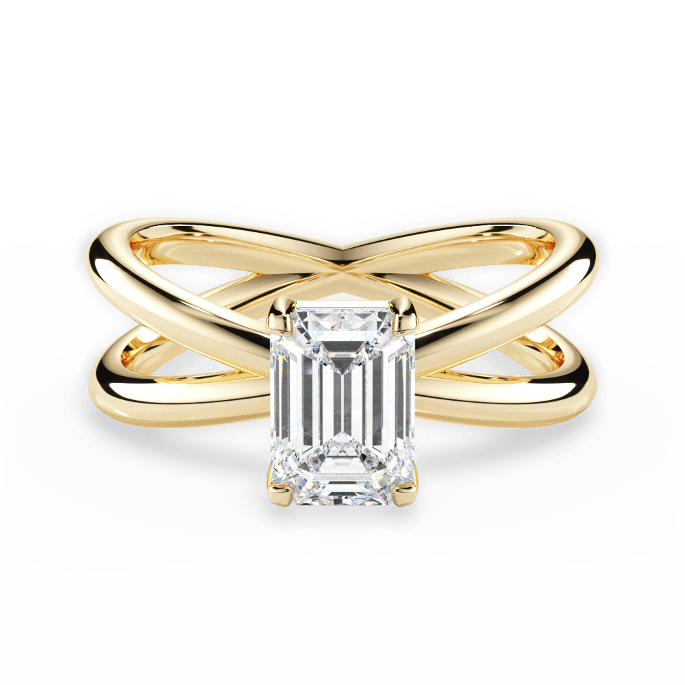 Ada Emerald Cut Lab Grown Diamond 18Kt Yellow Gold Engagement Ring