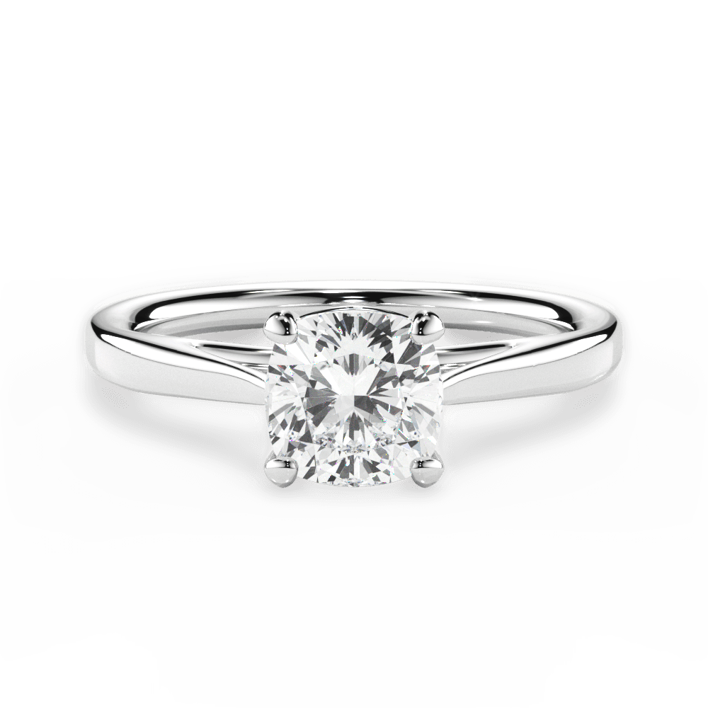 Angie Cushion Cut Lab Grown Diamond 14Kt White Gold Engagement Ring